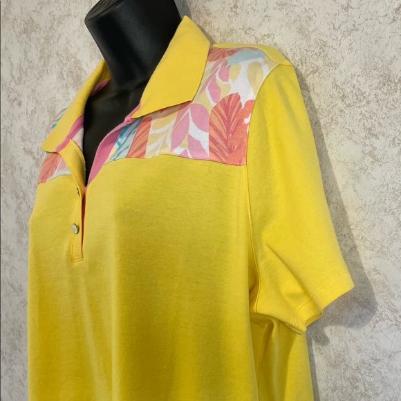 Ladies Pull Over Polo Top Kim Rogers Perfectly Soft Yellow Cotton Size XL - Picture 2 of 13